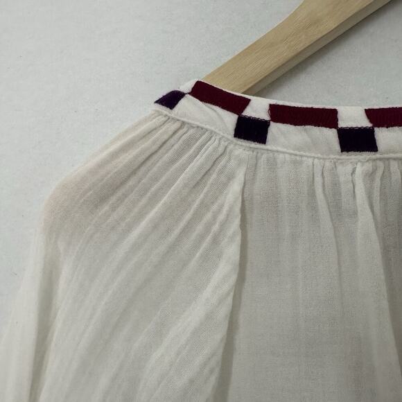 Lane Bryant Top Womens 18 White Gauzy Embroidered Tasseled Cottagecore Boho - Picture 8 of 14